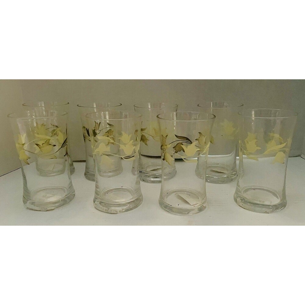 New Thomas Obrien vintage drinking glasses set of 8 floral vines leaves